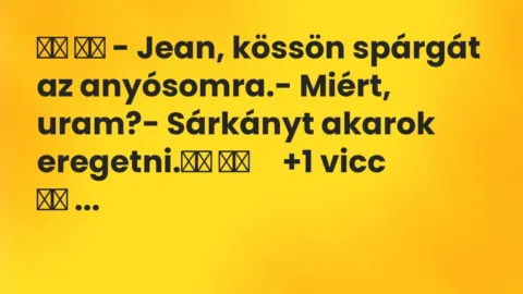 Viccek: 
		  
		  – Jean, kössön spárgát az anyósomra.- Miért, uram?-…