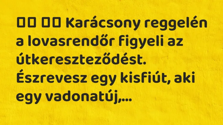 Viccek: Karácsony reggelén a lovasrendőr figyeli az…