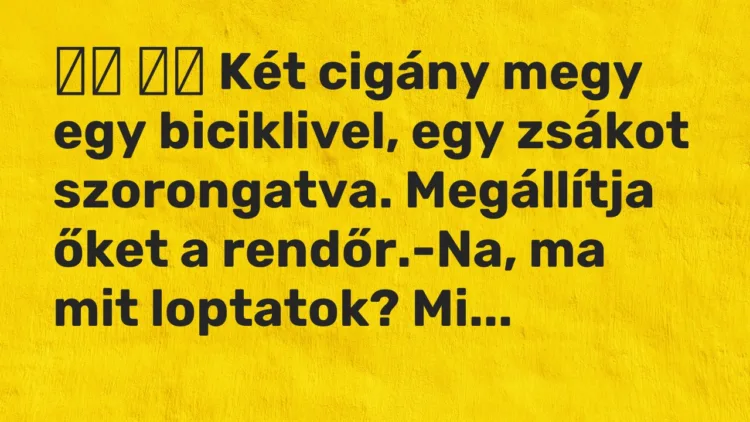 Viccek: Két cigány megy egy biciklivel, egy zsákot szorongatva….