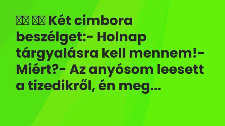 Viccek: Két cimbora beszélget:- Holnap tárgyalásra kell…