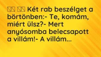 Viccek: Két rab beszélget a börtönben:- Te, komám, miért…