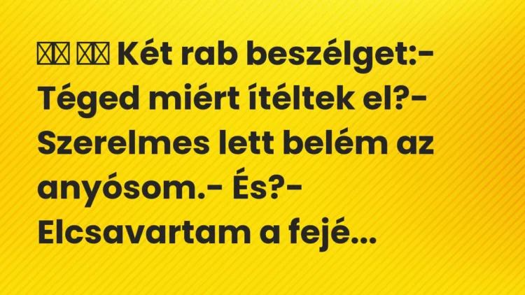 Viccek: Két rab beszélget:- Téged miért ítéltek el?-…
