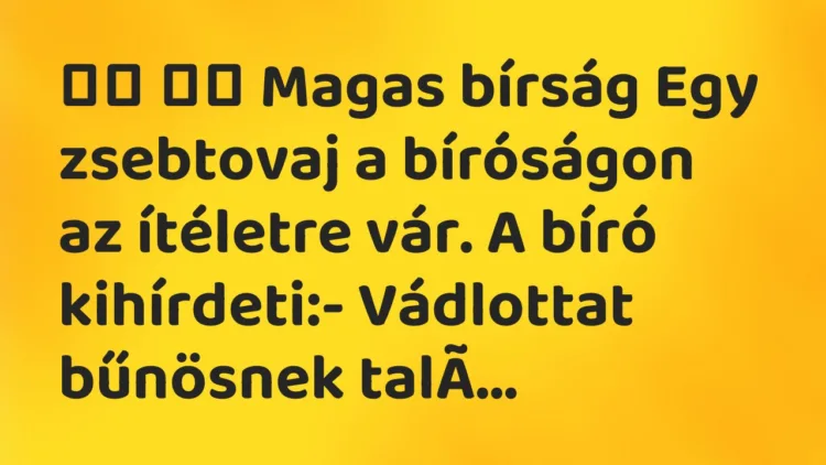 Viccek: Magas bírság Egy zsebtovaj a bíróságon az ítéletre vár….