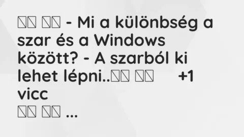 Viccek: 
		  
		  – Mi a különbség a szar és a Windows között? – A…