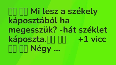 Viccek: 
		  
		  Mi lesz a székely káposztából ha megesszük? -hát…