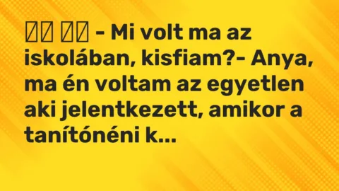 Viccek: 
		  
		  – Mi volt ma az iskolában, kisfiam?- Anya, ma én voltam…