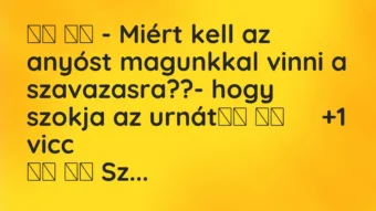 Viccek: – Miért kell az anyóst magunkkal vinni a szavazasra??- …