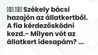 Viccek: Székely bácsi hazajön az állatkertből. A fia kérdezősködni …