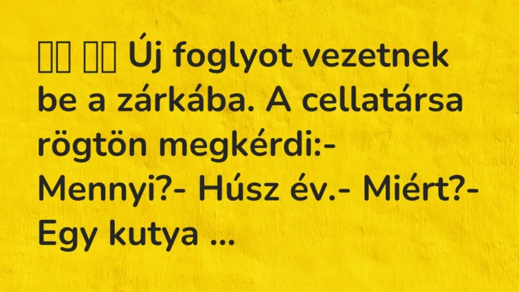Viccek: Új foglyot vezetnek be a zárkába. A cellatársa rögtön…