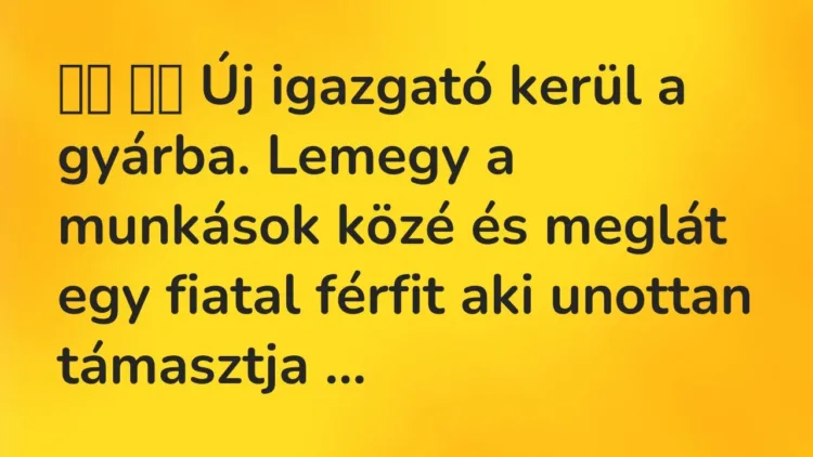Viccek:
Új igazgató kerül a gyárba. Lemegy a munkások közé és… Viccek:
Új igazgató kerül a gyárba. Lemegy a munkások közé és…
