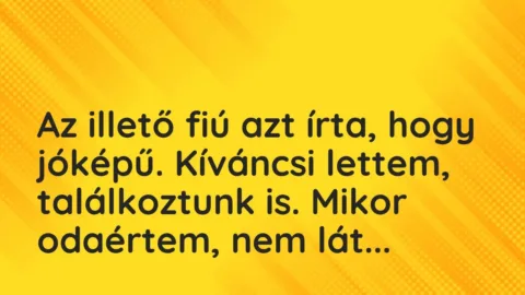 Vicces történet: 
	    	    


Az illető fiú azt írta, hogy jóképű. Kíváncsi…