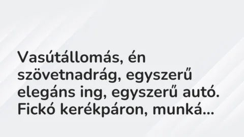 Vicces történet: 
	    	    


Vasútállomás, én szövetnadrág, egyszerű elegáns …