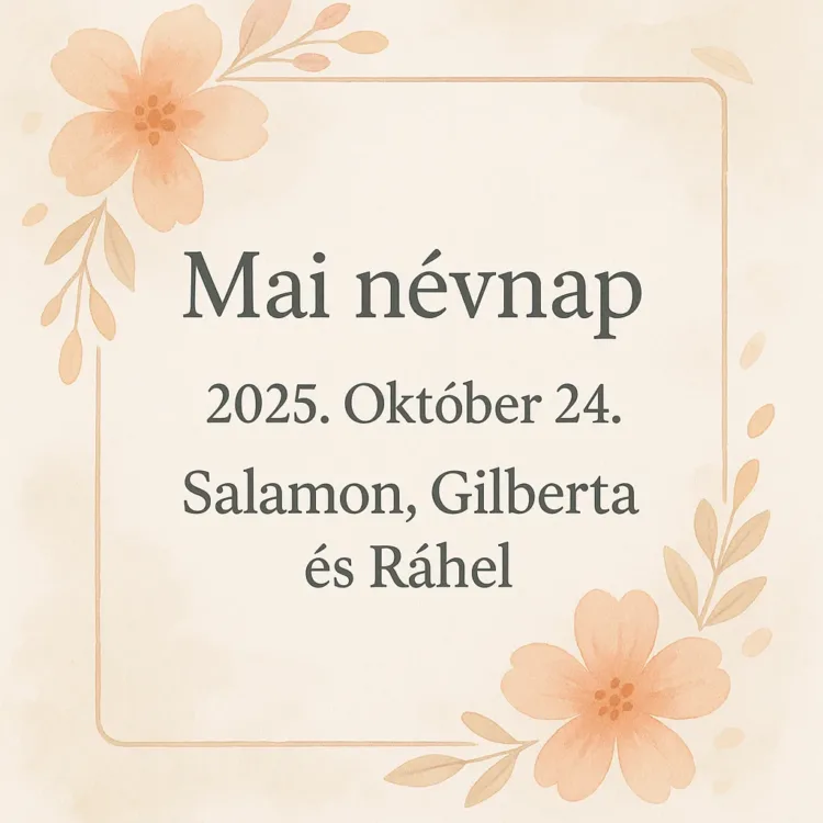 Mai névnap – 2025. Október 24. Salamon, Gilberta és Ráhel Mai névnap – 2025. Október 24.: Salamon, Gilberta és Ráhel