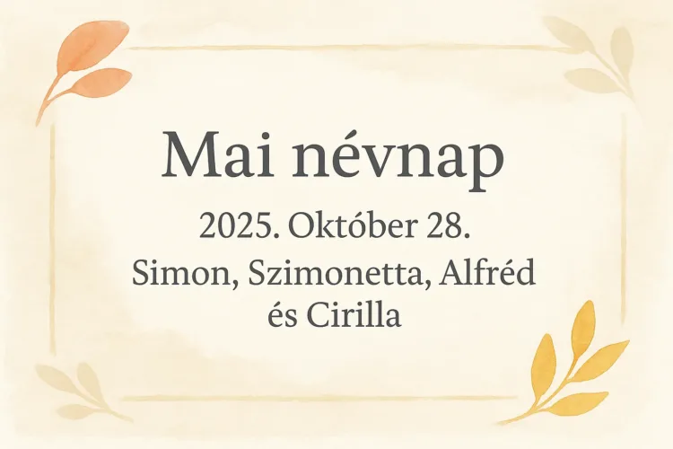 Mai névnap – 2025. Október 28. Simon, Szimonetta, Alfréd és Cirilla Mai névnap – 2025. Október 28.: Simon, Szimonetta, Alfréd és Cirilla