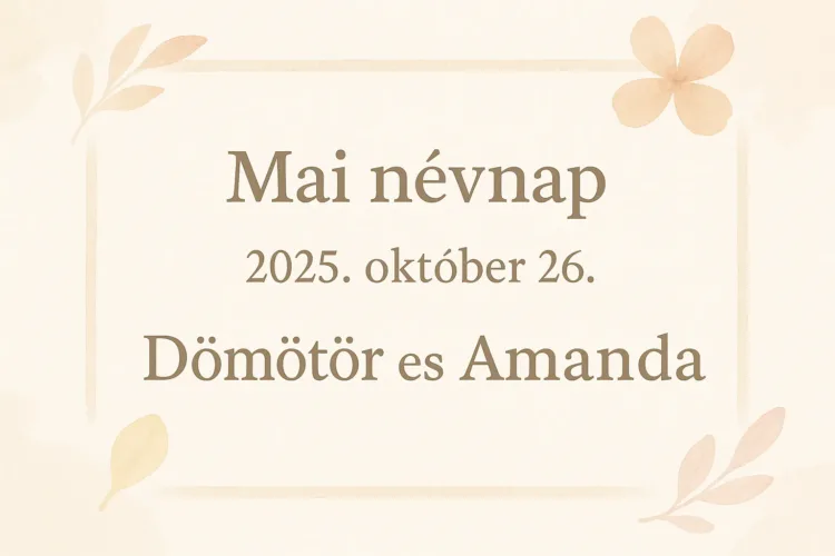 Mai névnap – 2025. október 26. Dömötör és Amanda Mai névnap – 2025. október 26.: Dömötör és Amanda