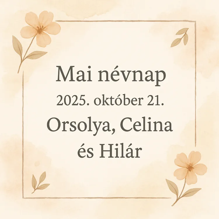 Mai névnap – Október 21. Orsolya, Celina és Hilár Mai névnap – Október 21.: Orsolya, Celina és Hilár