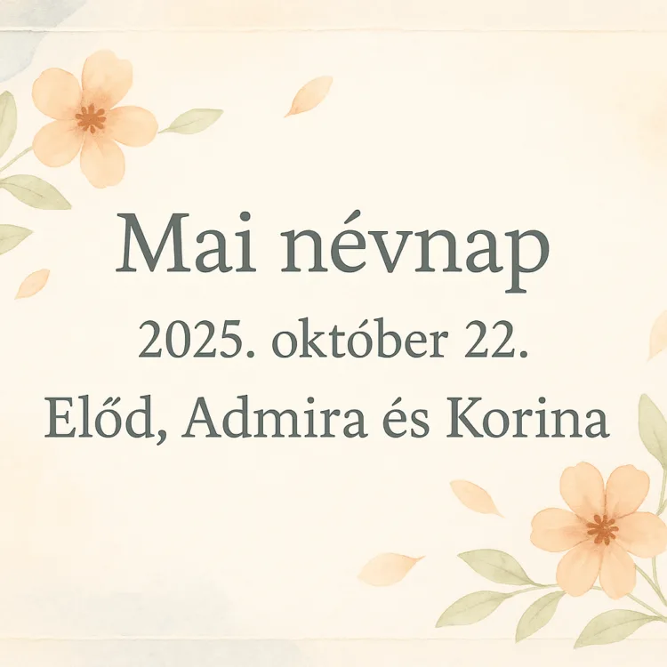 Mai névnap – október 22. Előd, Admira és Korina Mai névnap – október 22.: Előd, Admira és Korina