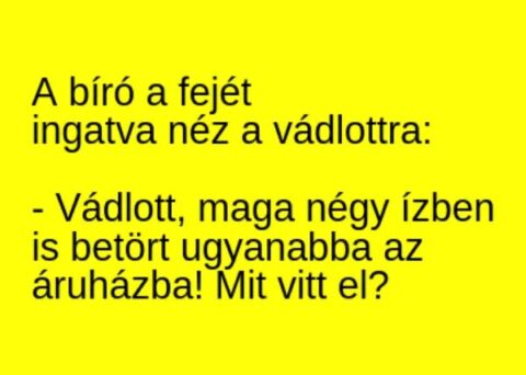 Vicc: A bíró a fejét ingatva néz a vádlottra –