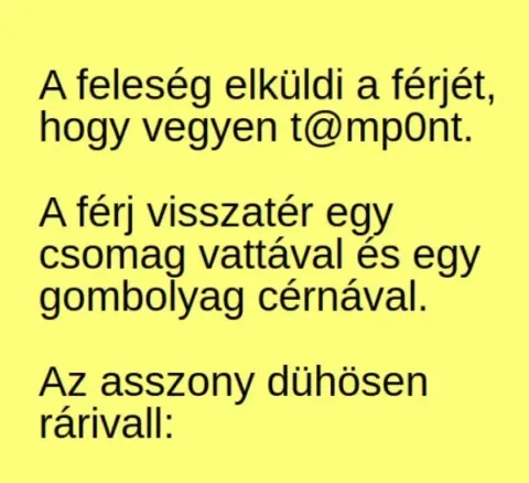 Vicc: A feleség elküldi a férjét, hogy vegyen t@mp0nt –