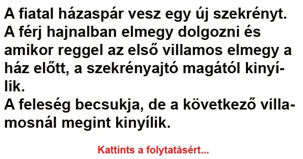 Vicc: A fiatal házaspár vesz egy új szekrényt Vicc: A fiatal házaspár vesz egy új szekrényt