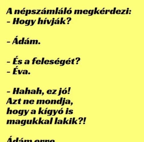 Vicc: A népszámláló becsönget Ádámékhoz