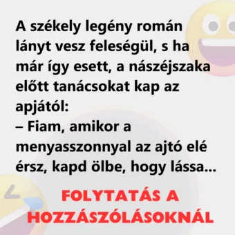 Vicc: A székely legény román lányt vesz feleségül