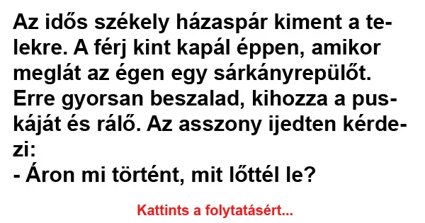 Vicc: Az idős székely házaspár kiment a telekre Vicc: Az idős székely házaspár kiment a telekre