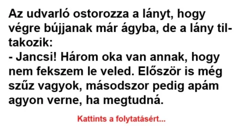 Vicc: Az udvarló ostorozza a lányt