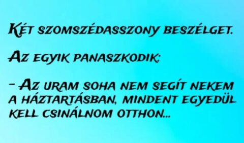 Vicc: Az uram soha nem segít nekem a háztartásban, mindent egyedül kell…
