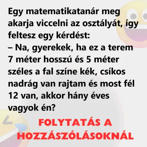 Vicc: Egy matematikatanár meg akarja viccelni az osztályát Vicc: Egy matematikatanár meg akarja viccelni az osztályát