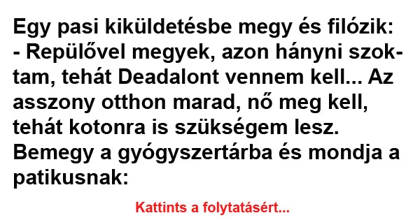 Vicc: Egy pasi kiküldetésbe megy és filózik Vicc: Egy pasi kiküldetésbe megy és filózik