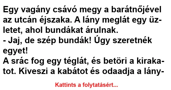 Vicc: Egy vagány csávó megy a barátnőjével az utcán Vicc: Egy vagány csávó megy a barátnőjével az utcán