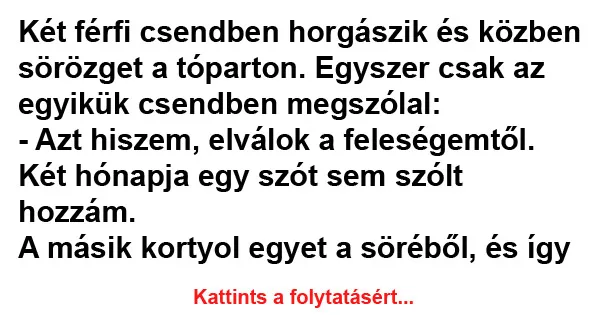 Vicc: Két férfi csendben horgászik