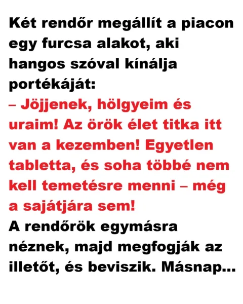 Vicc: Két rendőr megállít a piacon egy furcsa alakot