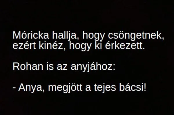 Vicc: Móricka hallja, hogy csöngetnek, kinéz, hogy ki jött - Vicc: Móricka hallja, hogy csöngetnek, kinéz, hogy ki jött –