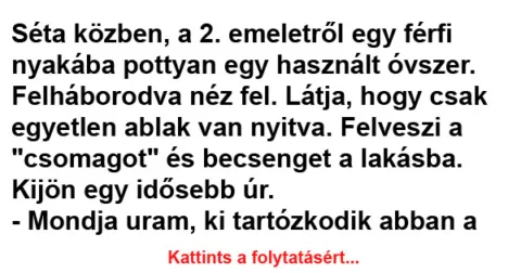 Vicc: Séta közben, a 2. emeletről