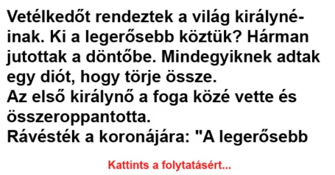 Vicc: Vetélkedőt rendeztek a világ királynéinak