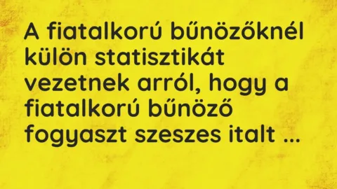 Vicc: A fiatalkorú bűnözőknél külön statisztikát vezetnek arról, hogy a fiatalkorú…