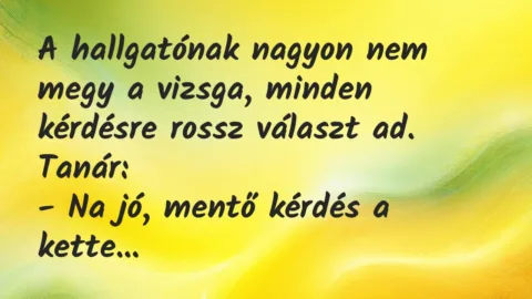 Vicc: A hallgatónak nagyon nem megy a vizsga, minden kérdésre rossz választ ad….