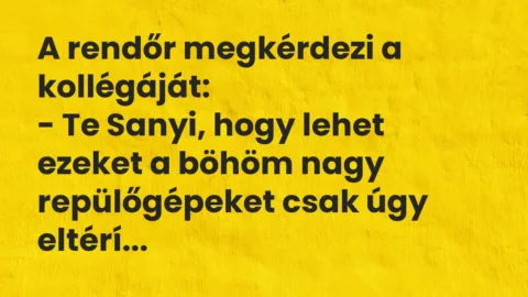 Vicc: A rendőr megkérdezi a kollégáját:

– Te Sanyi, hogy lehet ezeket a böhöm…