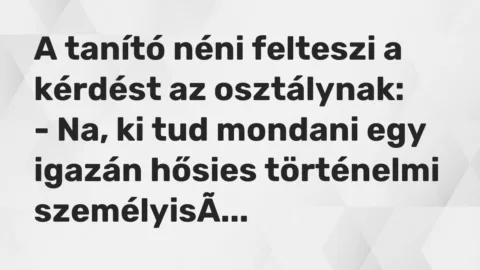 Vicc: A tanító néni felteszi a kérdést az osztálynak:

– Na, ki tud mondani egy…