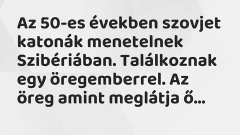 Vicc: Az 50-es években szovjet katonák menetelnek Szibériában. Találkoznak egy…