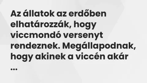 Vicc: Az állatok az erdőben elhatározzák, hogy viccmondó versenyt rendeznek….