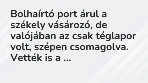 Vicc: Bolhaírtó port árul a székely vásározó, de valójában az csak téglapor volt,…