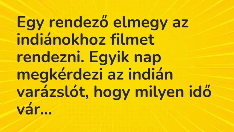 Vicc: Egy rendező elmegy az indiánokhoz filmet rendezni. Egyik nap megkérdezi az… Vicc: Egy rendező elmegy az indiánokhoz filmet rendezni. Egyik nap megkérdezi az…