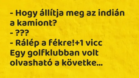 Vicc: – Hogy állítja meg az indián a kamiont?

– ???

– Rálép a fékre!