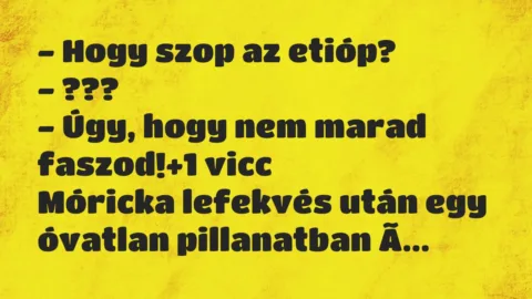 Vicc: – Hogy szop az etióp?

– ???

– Úgy, hogy nem marad faszod!