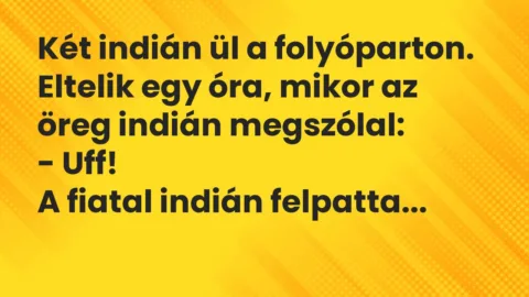 Vicc: Két indián ül a folyóparton. Eltelik egy óra, mikor az öreg indián…