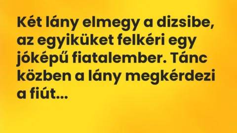 Vicc: Két lány elmegy a dizsibe, az egyiküket felkéri egy jóképű fiatalember. Tánc…
