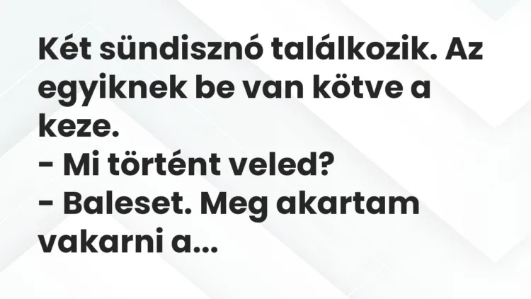 Vicc: Két sündisznó találkozik. Az egyiknek be van kötve a keze. – Mi történt…